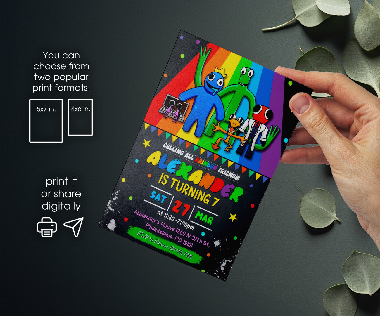 Rainbow Friends customizable invitation template | Share or Print | JL363