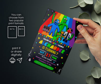 Rainbow Friends customizable invitation template | Share or Print | JL363