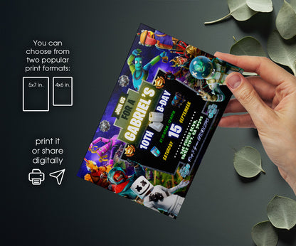 Fortnite Gamer customizable invitation template | Share or Print | boy | SD641