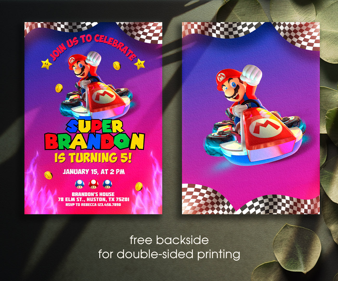 Super Mario Bros customizable invitation template | Share or Print | AM215