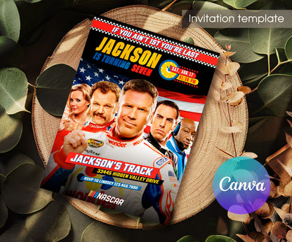 Nascar Ricky Bobby customizable invitation template | Share or Print | boy | TR019