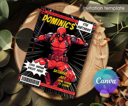 Deadpool Marvel customizable invitation template | Share or Print | boy | GM279