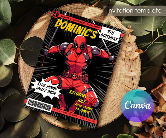 Deadpool Marvel customizable invitation template | Share or Print | boy | GM279