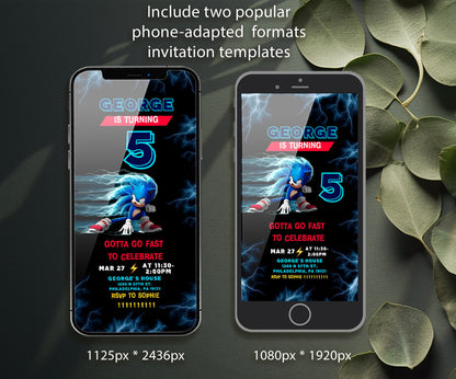 Sonic the Hedgehog customizable invitation template | Share or Print | ZP410