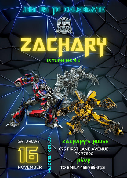 Transformers Rescue Bots customizable invitation template | Share or Print | boy | GO095