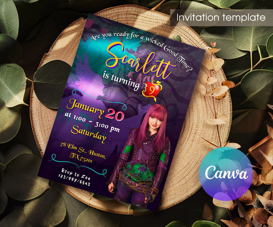 Descendants Disney customizable invitation template | Share or Print | YN989