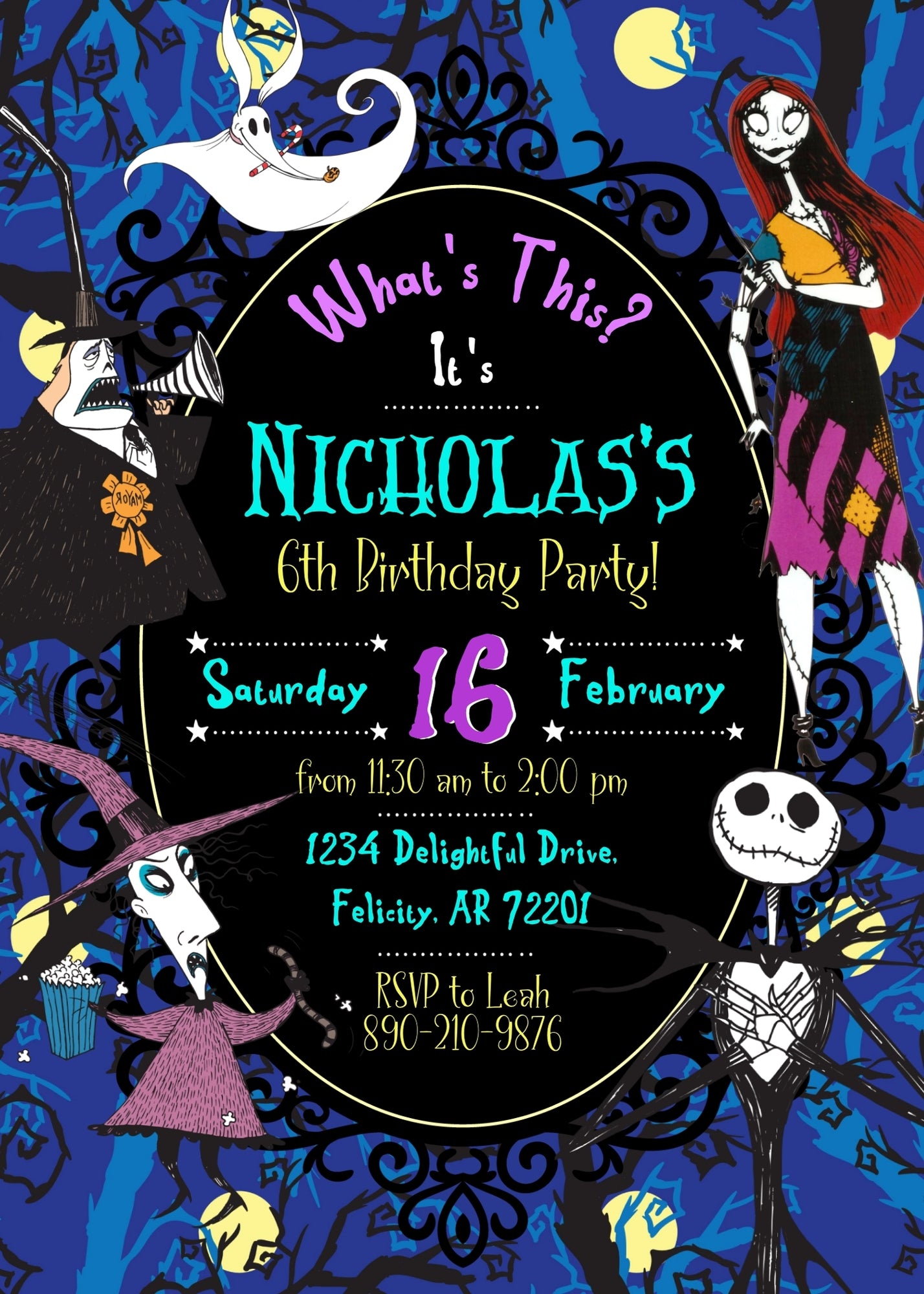 The Nightmare Before Christmas Halloween customizable invitation template | Share or Print | EY703