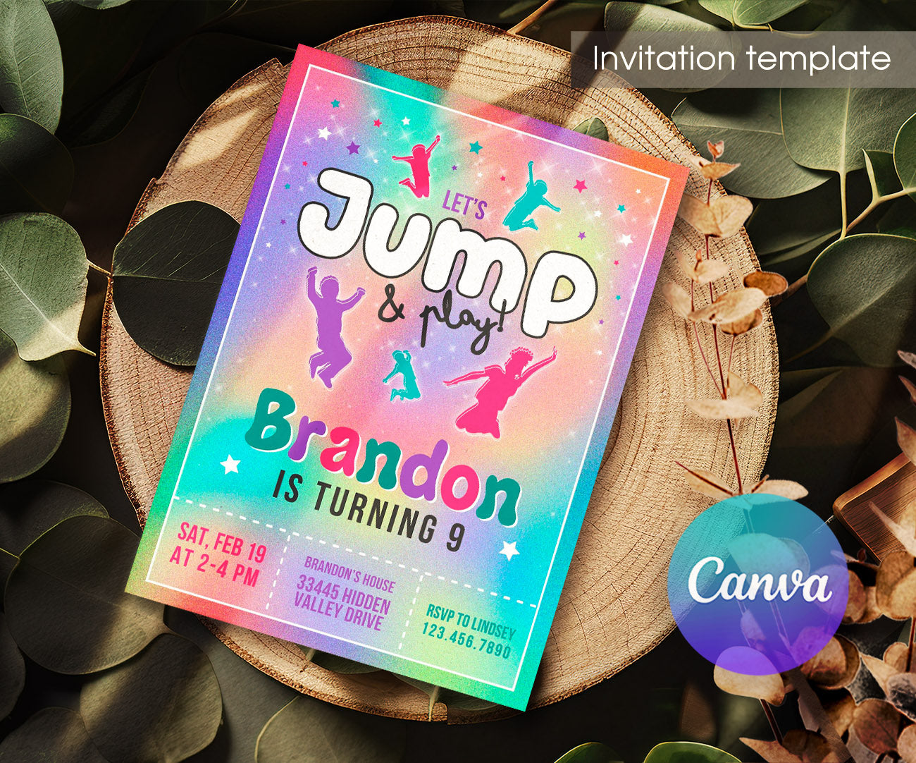 Trampoline Jump Party customizable invitation template | Share or Print | ZJ542