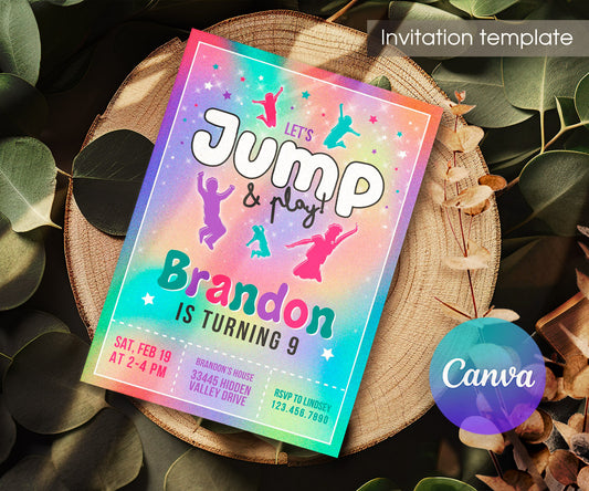 Trampoline Jump Party customizable invitation template | Share or Print | ZJ542