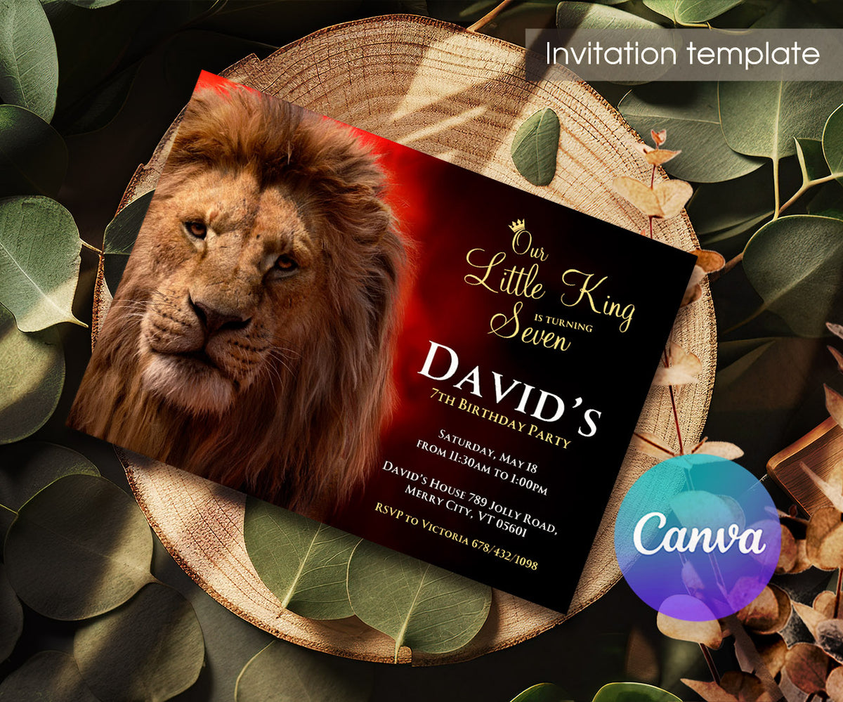 Lion King Mufasa Simba customizable invitation template | Share or Print | RW468