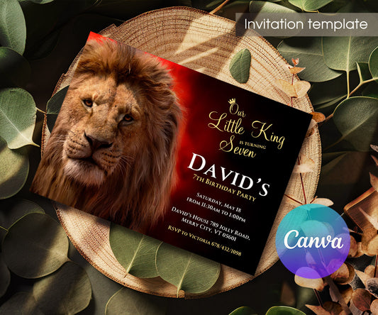 Lion King Mufasa Simba customizable invitation template | Share or Print | RW468
