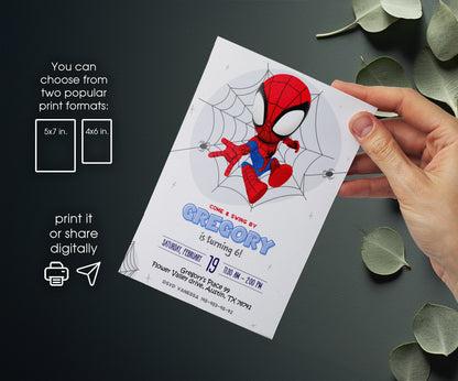 Spidey and His Amazing Friends customizable invitation template | Share or Print | boy | WM444