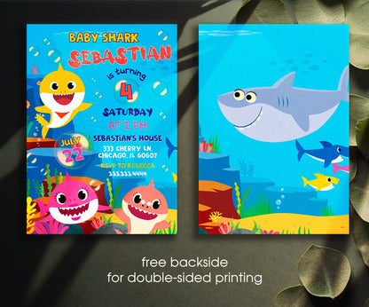 Baby Shark customizable invitation template | Share or Print | VM828