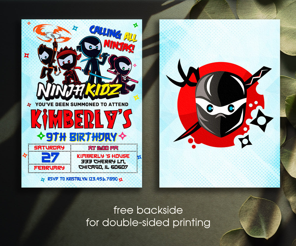 Ninja Kidz TV customizable invitation template | Share or Print | DH347