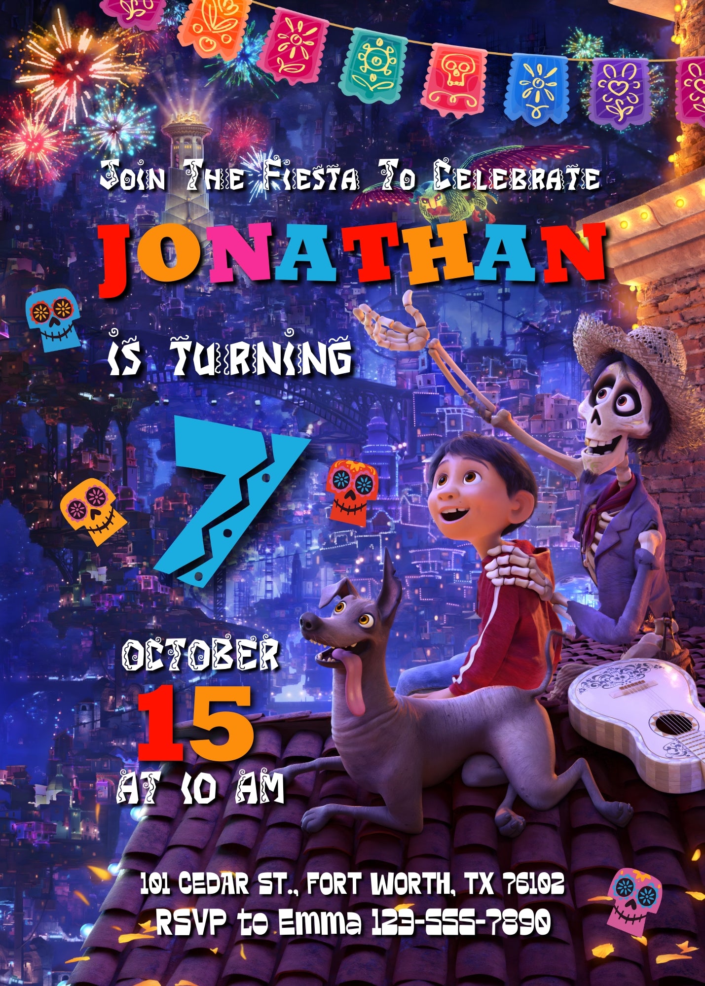 Coco Día Muertos Halloween customizable invitation template | Share or Print | FN711