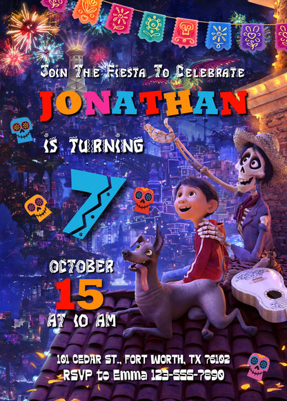 Coco Día Muertos Halloween customizable invitation template | Share or Print | FN711