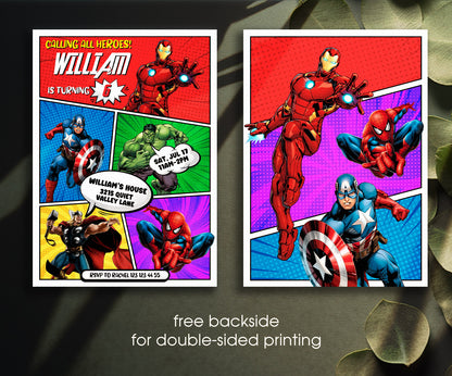 Avengers Marvel Superhero customizable invitation template | Share or Print | boy | EY693