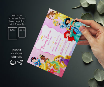 Disney Princess customizable invitation template | Share or Print | girl | DV941