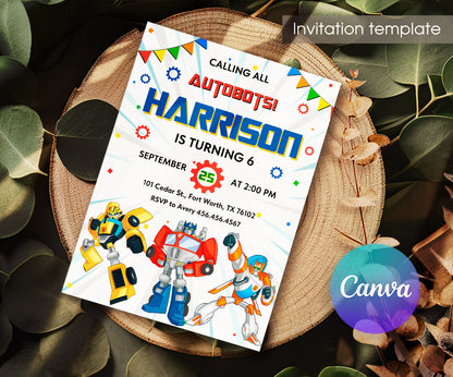 Transformers Rescue Bots customizable invitation template | Share or Print | boy | BQ964