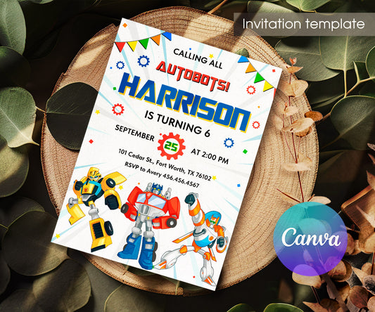 Transformers Rescue Bots customizable invitation template | Share or Print | boy | BQ964