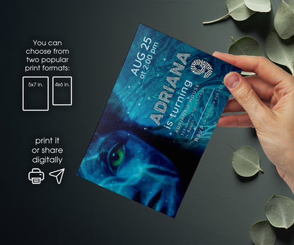 Avatar The Way of Water customizable invitation template | Share or Print | TQ402