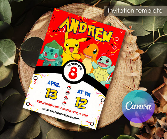 Pokemon Pikachu customizable invitation template | Share or Print | HL429