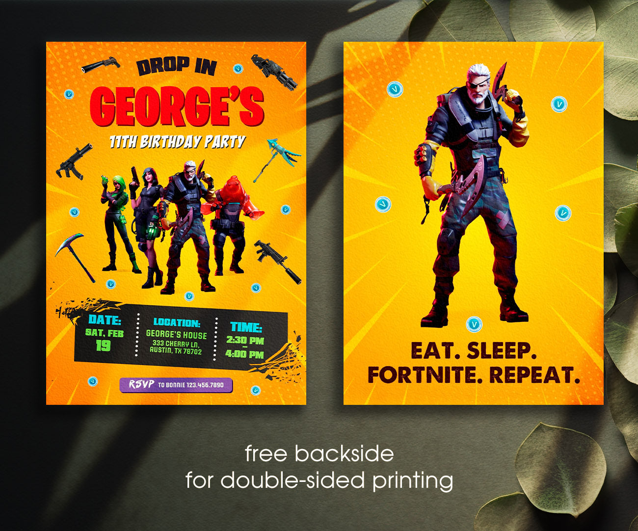 Fortnite Gamer customizable invitation template | Share or Print | boy | UK433
