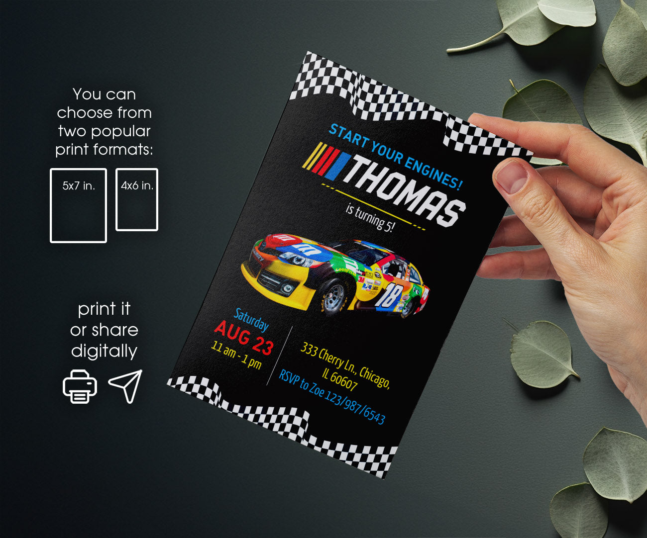 Nascar Ricky Bobby customizable invitation template | Share or Print | boy | HD071