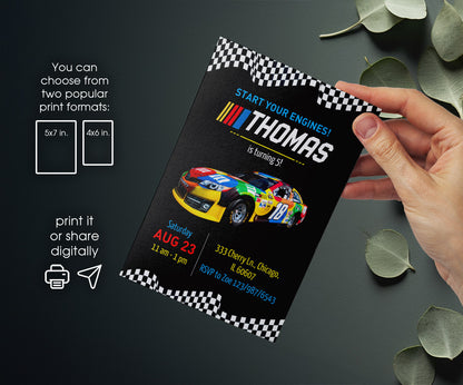 Nascar Ricky Bobby customizable invitation template | Share or Print | boy | HD071