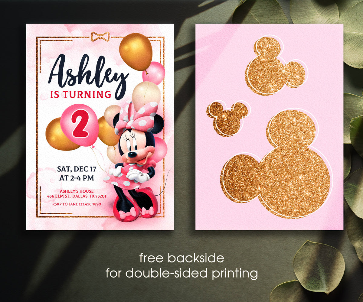 Minnie Mouse Disney Mickey customizable invitation template | Share or Print | girl | RC095