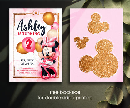 Minnie Mouse Disney Mickey customizable invitation template | Share or Print | girl | RC095