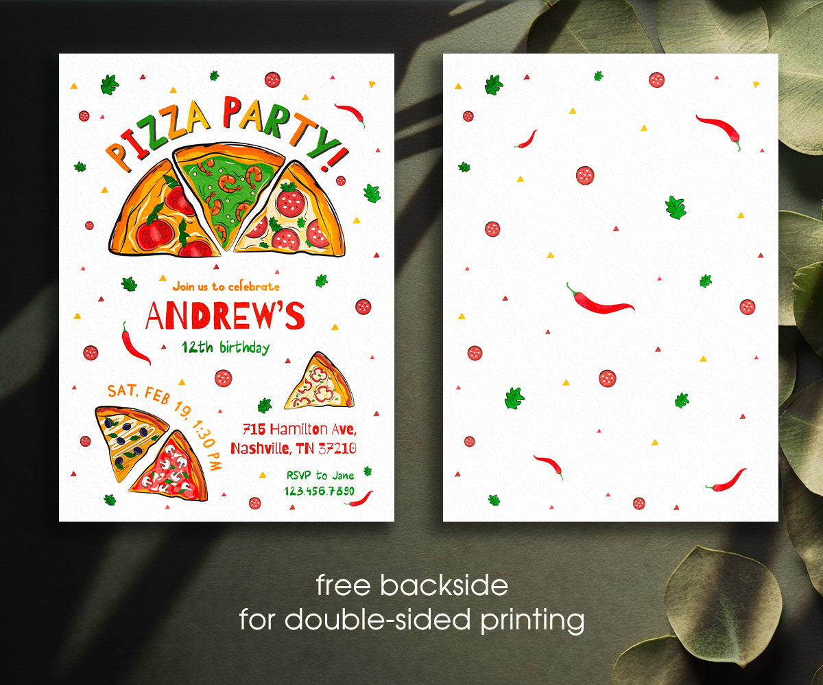 Pizza Party customizable invitation template | Share or Print | JR247