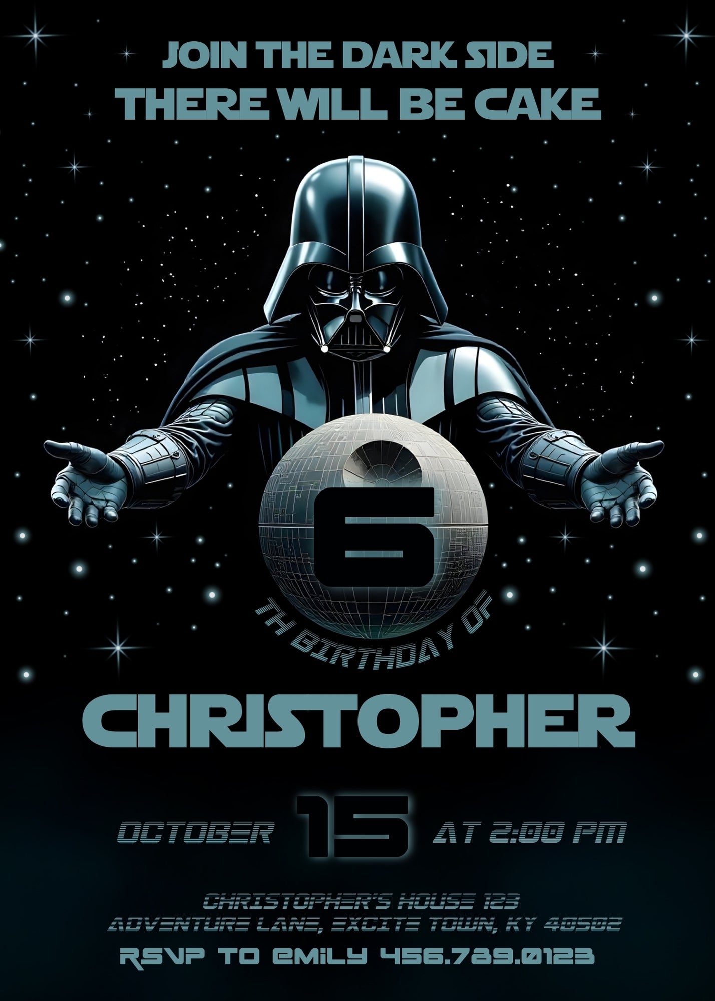 Star Wars Darth Vader customizable invitation template | Share or Print | boy | KD782
