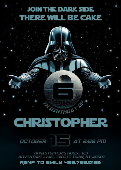 Star Wars Darth Vader customizable invitation template | Share or Print | boy | KD782