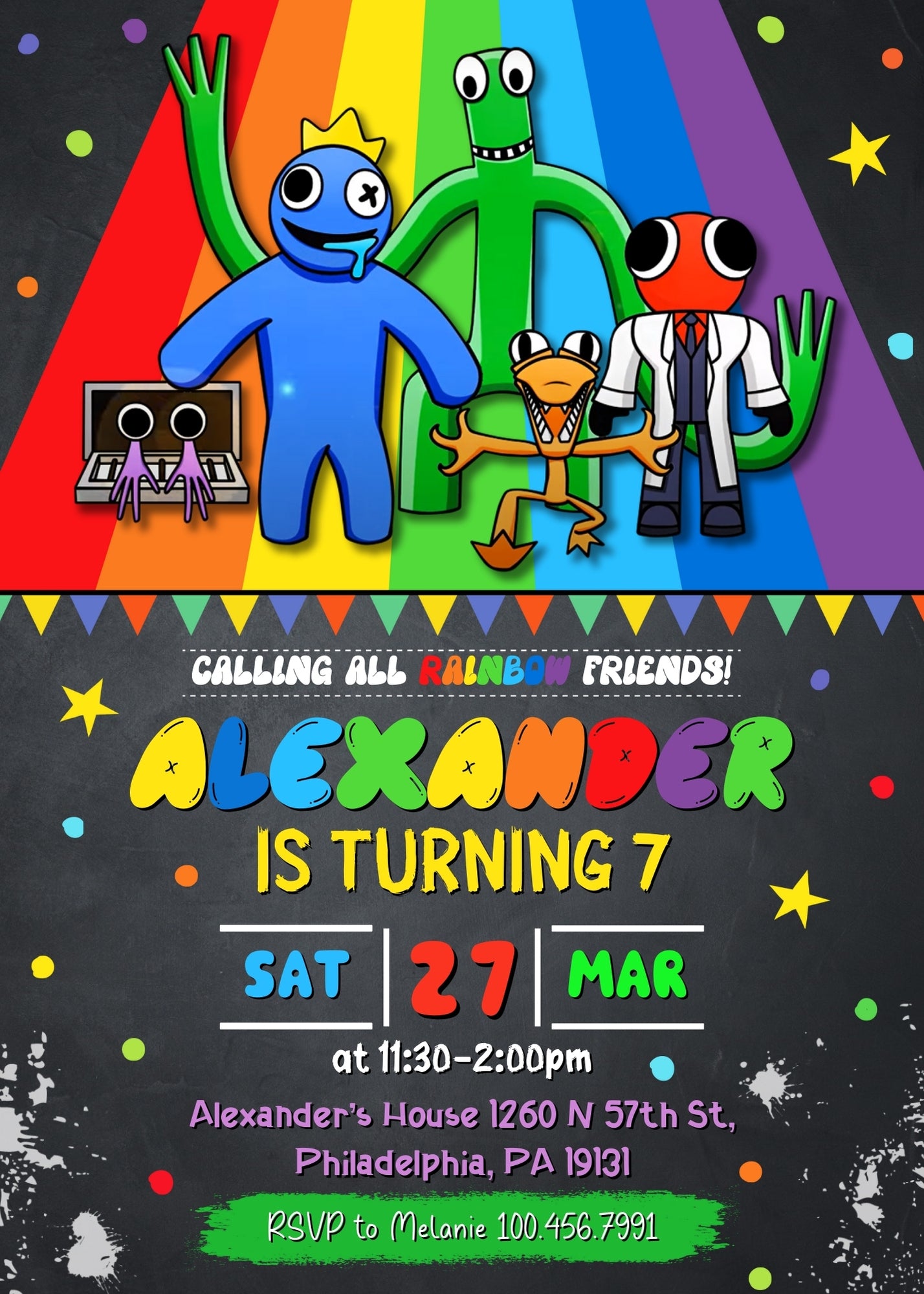 Rainbow Friends customizable invitation template | Share or Print | JL363