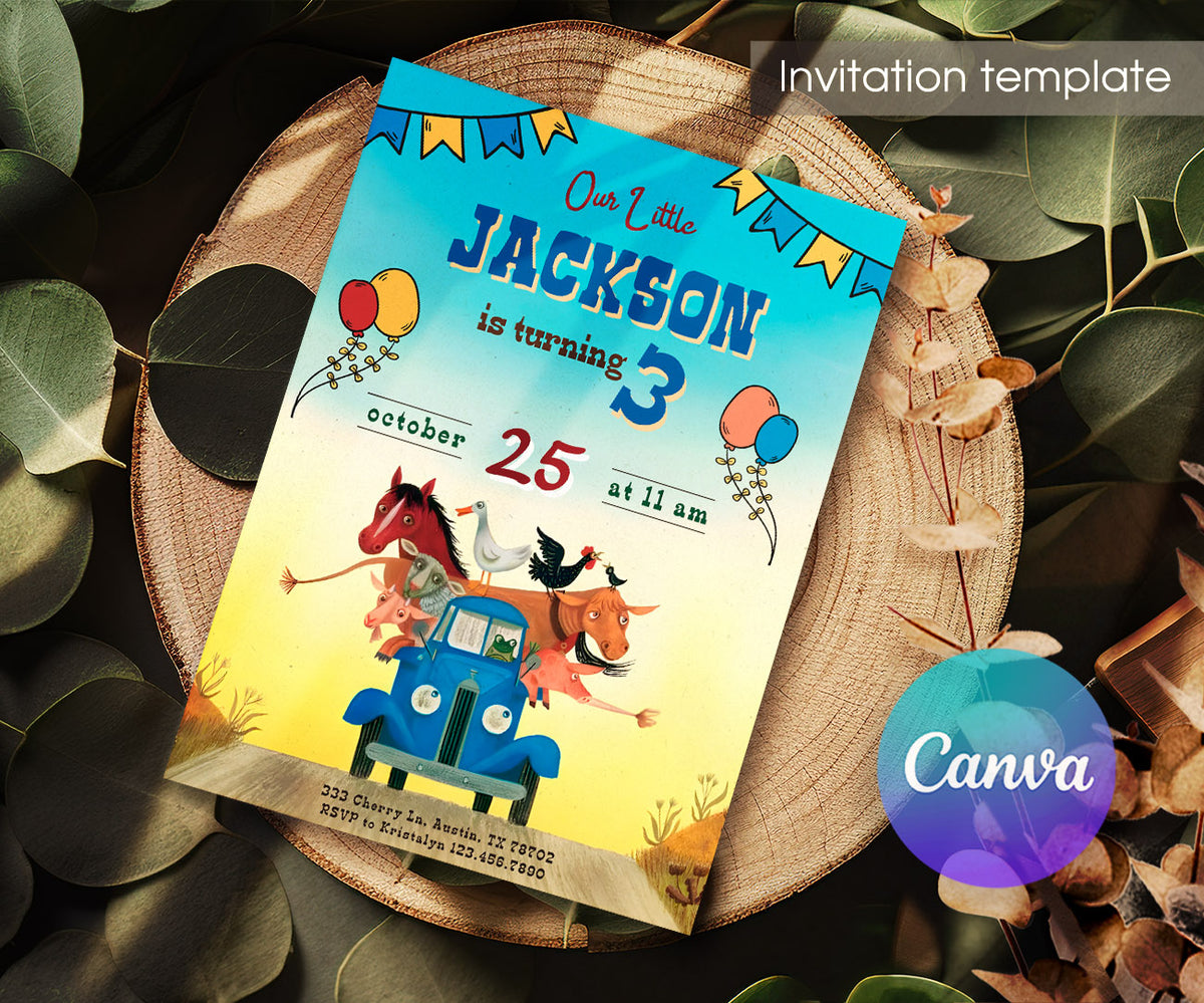 Little Blue Truck customizable invitation template | Share or Print | DU445