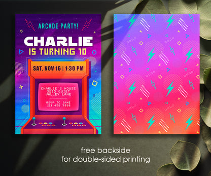Arcade Gamer customizable invitation template | Share or Print | NI310