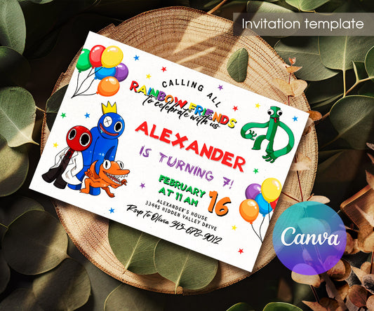 Rainbow Friends customizable invitation template | Share or Print | QO808