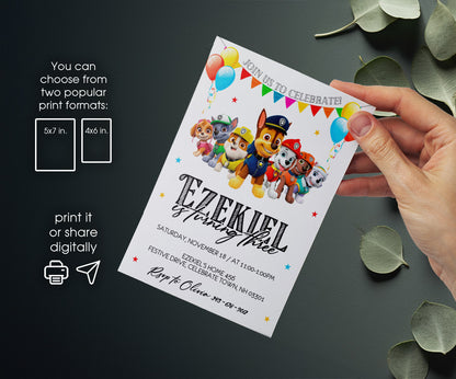 PAW Patrol customizable invitation template | Share or Print | IW193