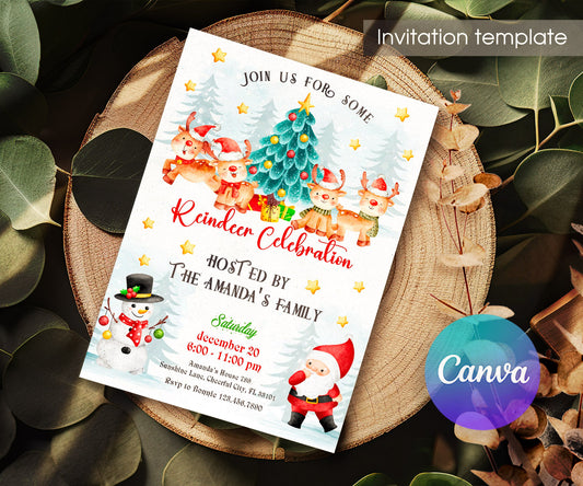 Rudolph the Red-Nosed Reindeer customizable invitation template | Share or Print | IG536