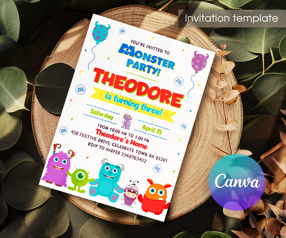 Monsters, Inc. customizable invitation template | Share or Print | WC583