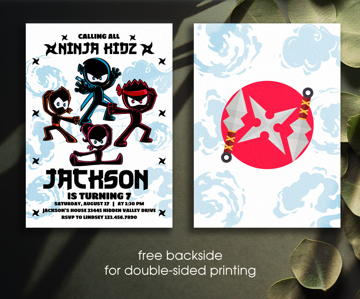 Ninja Kidz TV customizable invitation template | Share or Print | IW719