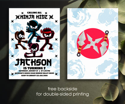 Ninja Kidz TV customizable invitation template | Share or Print | IW719