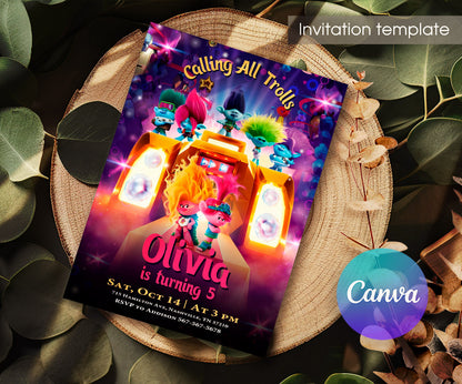 Trolls Poppy customizable invitation template | Share or Print | QI210