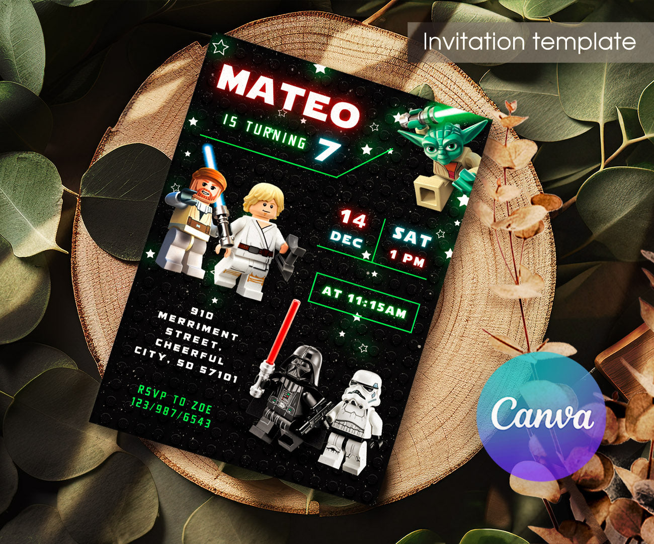 Star Wars Darth Vader Lego Minifigures customizable invitation template | Share or Print | RA483