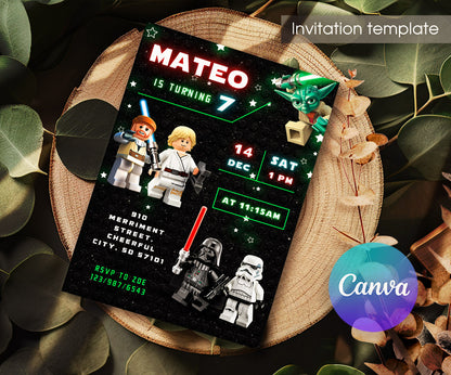 Star Wars Darth Vader Lego Minifigures customizable invitation template | Share or Print | RA483