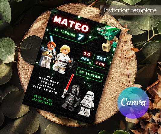 Star Wars Darth Vader Lego Minifigures customizable invitation template | Share or Print | RA483
