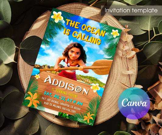Moana Princess customizable invitation template | Share or Print | girl | FG735