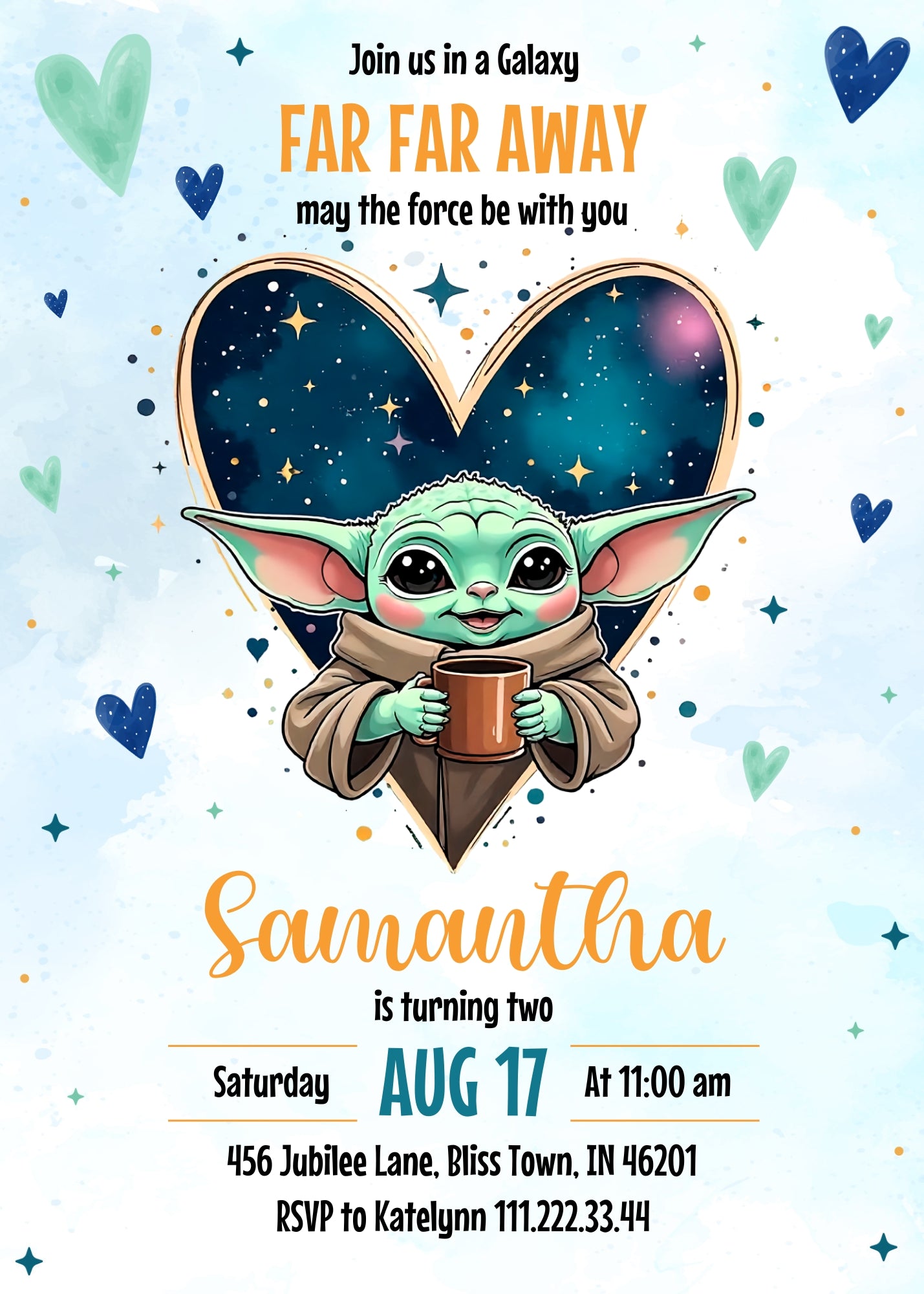 Baby Yoda Grogu Star Wars Mandalorian customizable invitation template | Share or Print | boy | SQ614