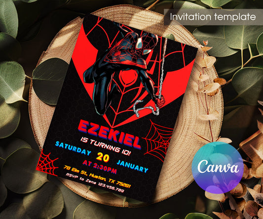 Spider Man Across the Spider-Verse customizable invitation template | Share or Print | boy | LJ227